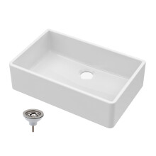 795mm - Single Bowl Fireclay Butler Kitchen Sink - Chrome Waste