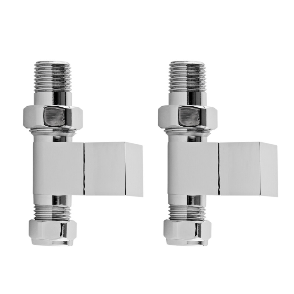 Balterley Contemporary Straight Square Radiator Valves (Pairs) - Chrome