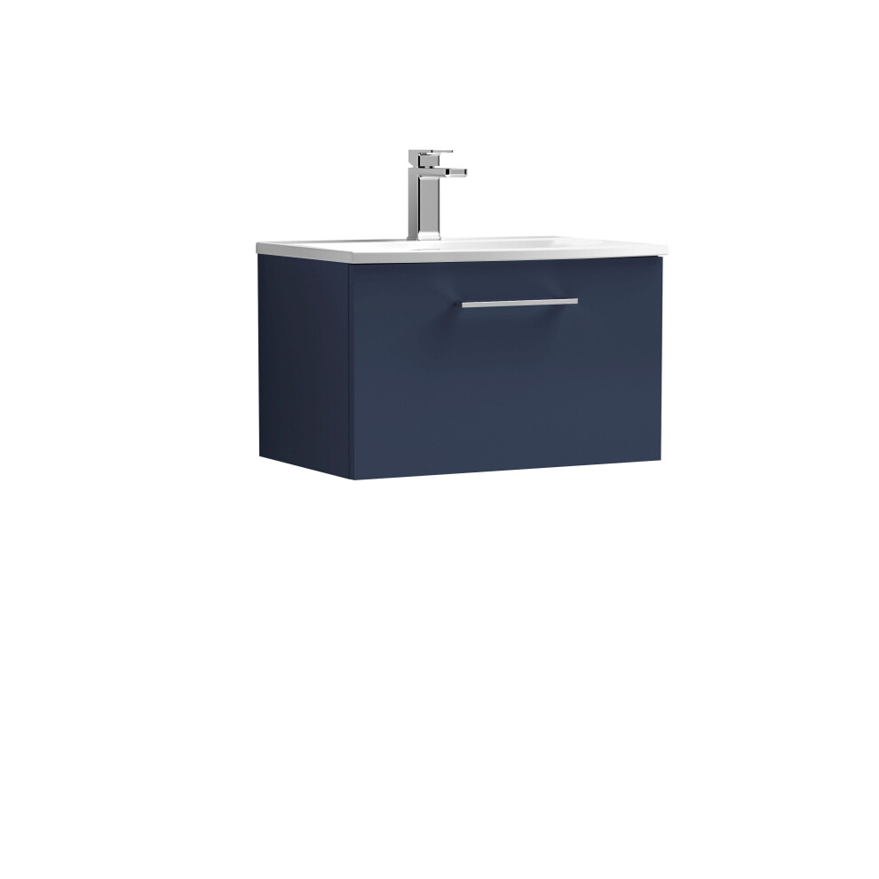 Balterley Modern Bathroom Wall Hung 1-Drawer Vanity & Basin, Midnight Blue, 600Mm