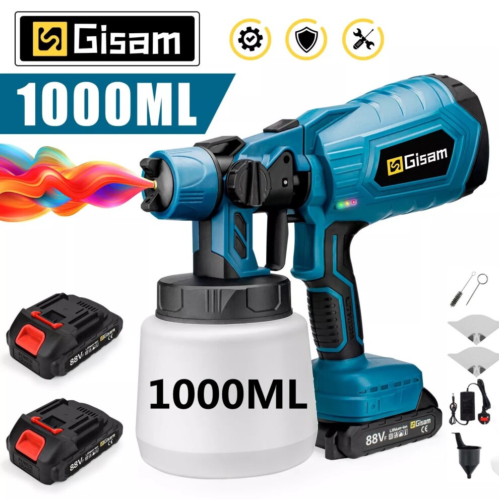2 Battery Cordless Paint Sprayer Fence Wall Airless 21V Hvlp Spray Gun 549811783899