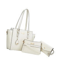 Praktisches PU-Leder-Handtaschen- und Geldbörsen-Set,-Weiß
