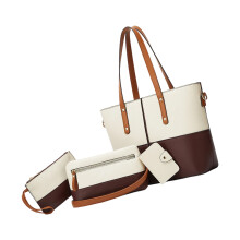 4-teilige modische Handtasche im Farbblock-Design-weiß mit rot