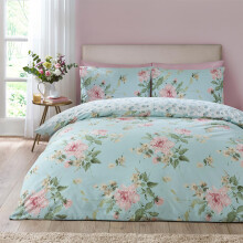 (Super King, Blue) Catherine Lansfield Avebury Floral Duvet Cover Set Bedding Set