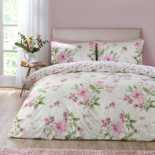 (Double, Cream) Catherine Lansfield Avebury Floral Duvet Cover Set Bedding Set