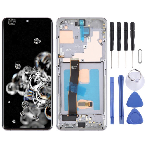 (gray) O conjunto de toque LCD OLED de 6,67 polegadas com moldura é adequado para Samsung Galaxy S20 Ultra 4G/5G SM-G988