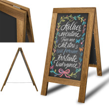 A-Frame Chalkboard Sign Double-Sided Sandwich Board Pavement Blackboard for Party Business Cafe Shop Wedding