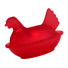 Crystal Glass Candys Box Hen on Nest Candy Jars with Lid-Red