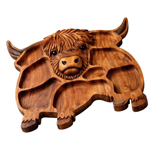 High Land Cow Holz-Serviertablett, künstlerisches-A