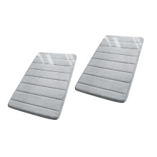 Pack Of 2 Memory Foam Bathroom Mats Soft-Light Grey 50 80cm