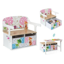 Kids 3-in-1 Table & Chair Set with Storage Bins, White