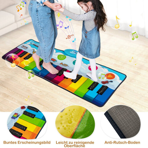 Kids Piano Mat with 8 Instruments, 24 Keys, 120x47 cm 1