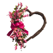 Valentine's Heart Wreath Artificial Rose Flower Wreath Spring-3