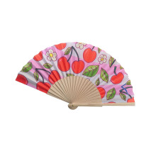 Lemon Cherries Pattern Wood Folding Hand Fan for Dance-4
