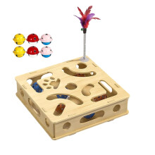 Interaktive Katzen-Puzzlespielbox mit- 6 Spielzeugbälle und