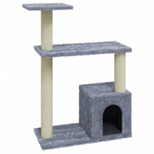 vidaXL világosszürke macskabútor szizál oszlopokkal 70 cm