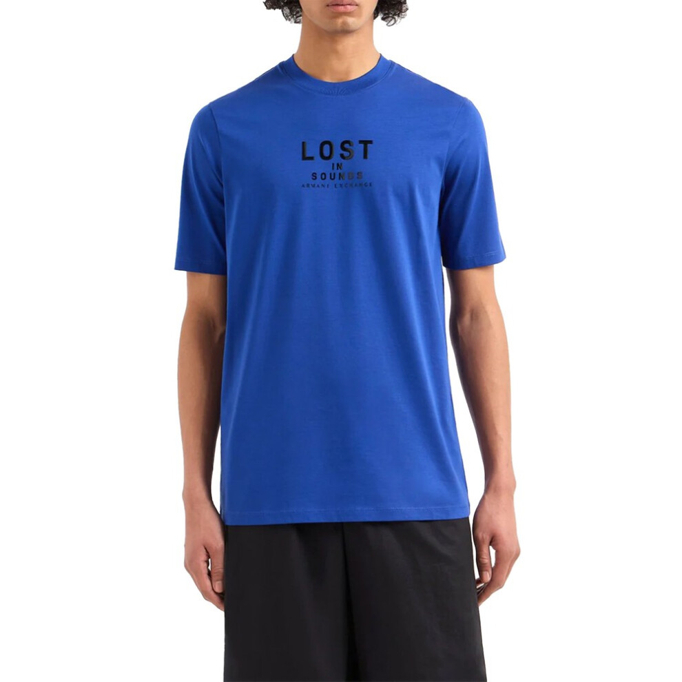 Armani (, L) Exchange Mens T Shirts Regular Fit Casual Summer Blue