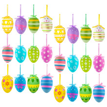 24Pcs Colored Easter Eggs Ornament 6cm For Door Handle Festival