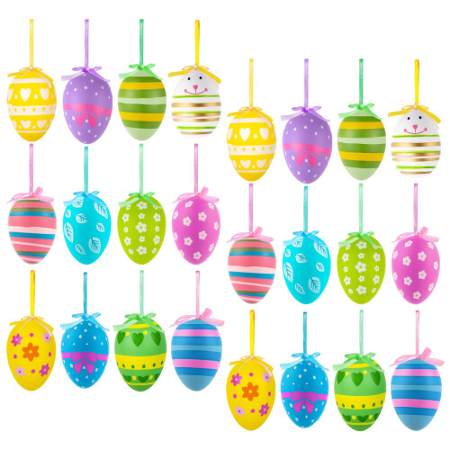 24Pcs Colored Easter Eggs Ornament 6cm For Door Handle Festival