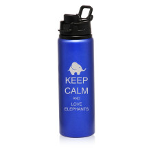 25-uncjowa aluminiowa butelka sportowa na wodę Keep Calm And Love (niebieska)