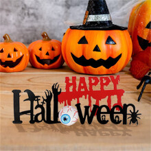 Halloween table sign with eyeball spider design