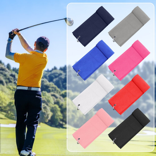 Prosop de golf din microfibră cu clemă tip carabină, model vafe, absorbant 1