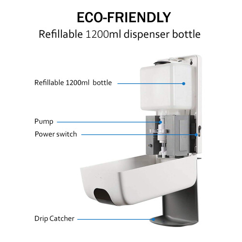 GELCAVE Automatic Hand Sanitiser Dispenser - Wall Mounted, Motion Sensor, 1200ml 1
