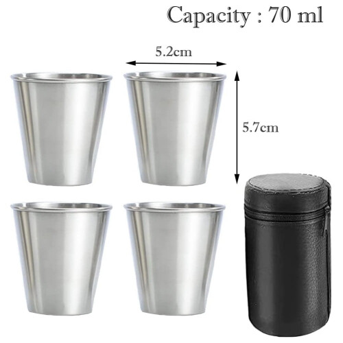 Rostfritt stål shotkoppar set med 4 stapelbara metallglas 1