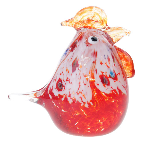 Statue de poulets en verre soufflé à la main,-Sable rouge