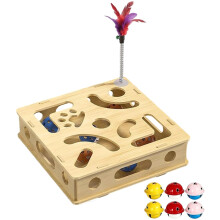 Boîte de puzzle à gratter pour chats- 6 balles jouets et