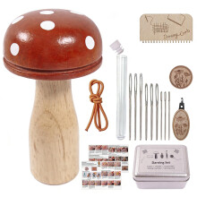 Ensemble de reprisage en forme de champignon en bois-Rouge