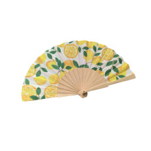 Lemon Cherries Print Wood Dance Fan Portable 23CM Folding-5