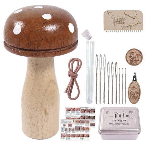 Ensemble de reprisage de champignons en bois sans danger-brun