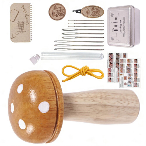 Stable Wood Mushroom Darning Tool Ensuring Easy-Yellow