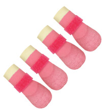 4Pcs NonSlip Waterproof Dog Shoes with Easy On Off-Pink M