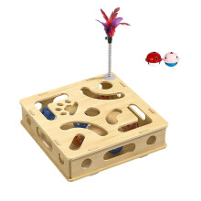 Intelligent Game Cats Wooden Claws Box Funny-2 toy balls and