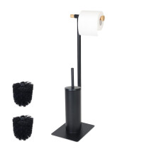 Bamboo & Steel Toilet Brush and Paper Holder Set