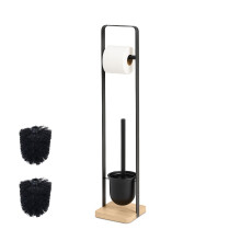 Toilet Brush and Paper Holder with Bamboo Base