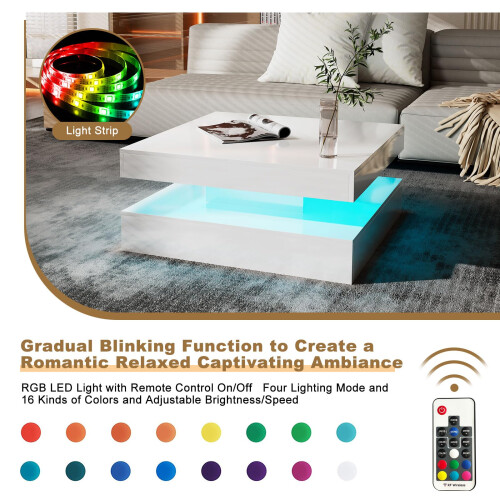 White Square Coffee Table for Living Room 2