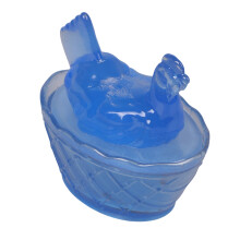 Kip op Nest hars snoeppot met deksel Hars snoepschotels-Blauw