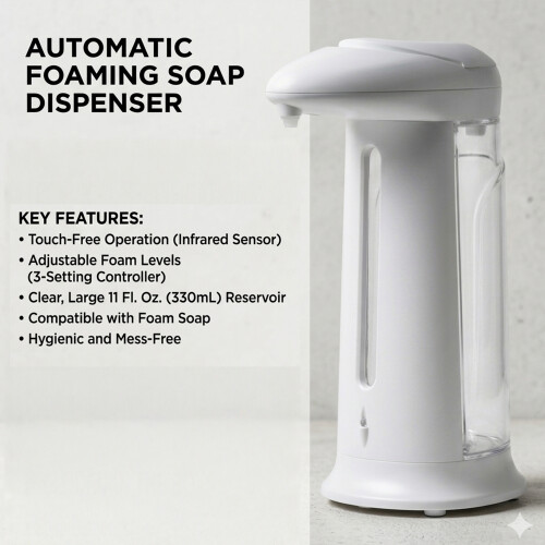 GELCAVE Automatic Foaming Soap Dispenser Freestanding, Motion Sensor, 330ml 1