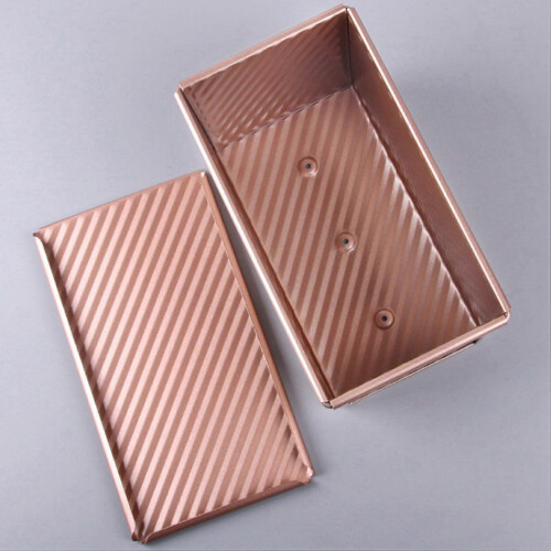 4X Baking Pullman Loaf Pan with Cover,Bread Pan with Lid,Nonstick Rectangle Corrugated Toast Box for Oven, Dough Cavity 2