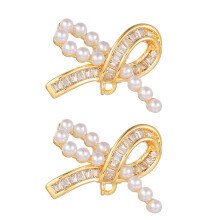 Premium Half Pearls Design Ear Clip Earphone Decorations-Gold