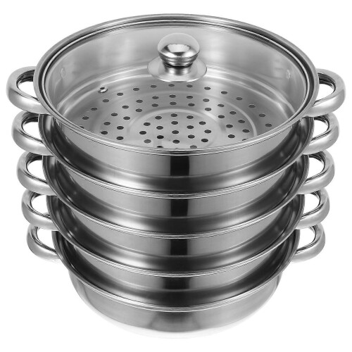 Stainless Steel Steamer Silver 5 Layers with 5 Layers Versatility for Home Use 1