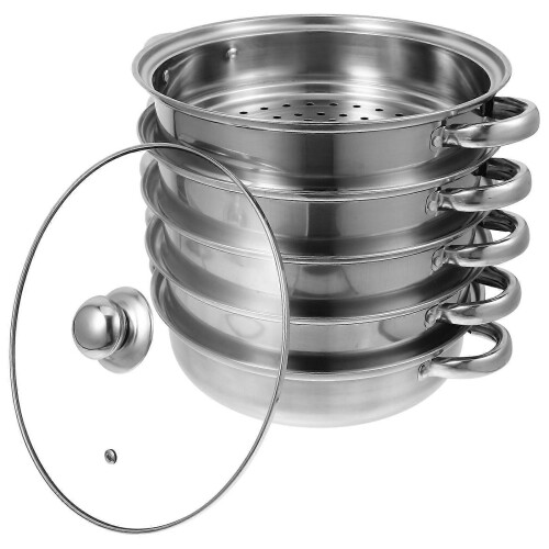 Stainless Steel Steamer Silver 5 Layers with 5 Layers Versatility for Home Use 2