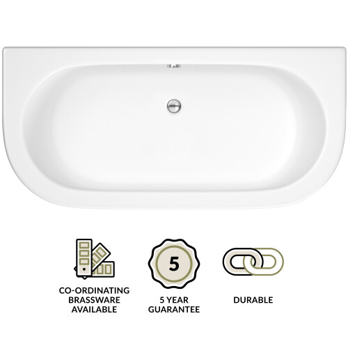 Balterley 1700 x 750 Curved Back To Wall Bath & Panel 1