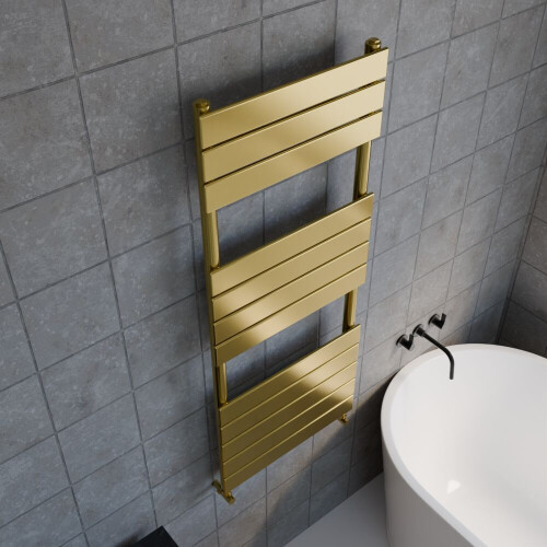 Balterley Ecton Square Flat Towel Radiator 1213mm x 500mm, Brushed Brass 1