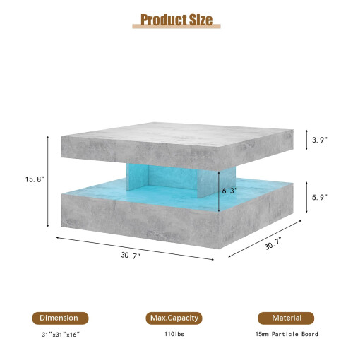 Grey Square Coffee Table for Living Room 1