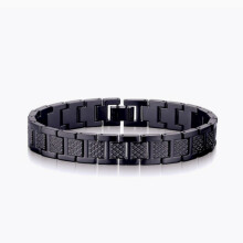 Herrenarmband aus Edelstahl, schwarzes Gliederarmband mit Diamanten, silberfarbenes Armband mit blauen Partikeln, Herrenkette, Geschenk