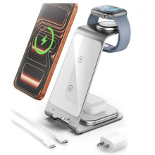 Ασύρματος φορτιστής αλουμινίου 3 σε 1 για iPhone 17 16 15 14 13 12 11 Pro Max XR, Ασύρματος φορτι