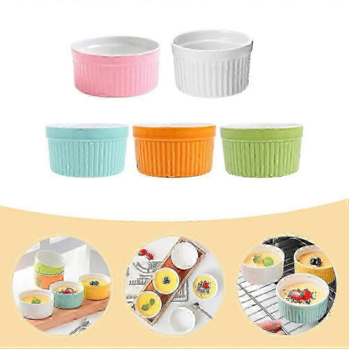Assorted Color Ceramic Baking Bowls for Storage 5Pcs Kitchen Ramekins 2